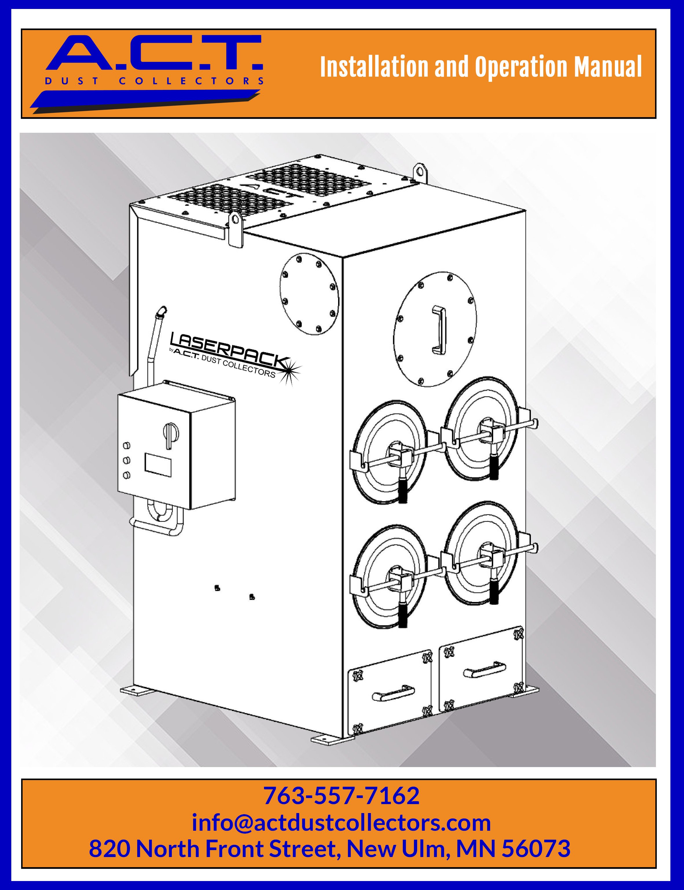 ACT LaserPack Dust Collectors Manual Cover layers 2022