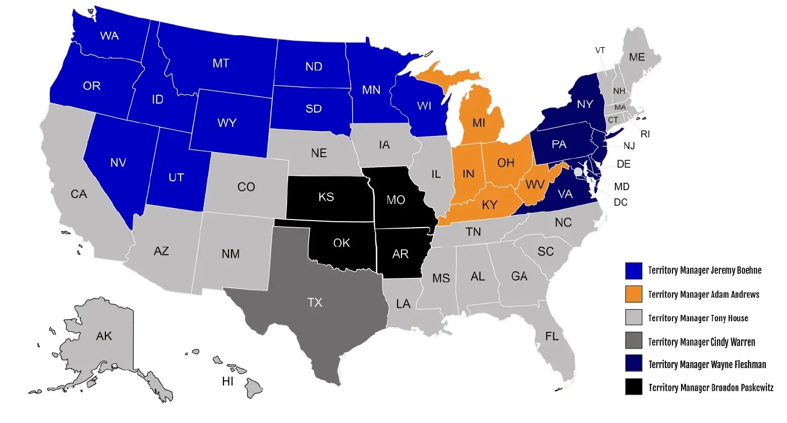 ACT Sales Territory Map Sept 2026